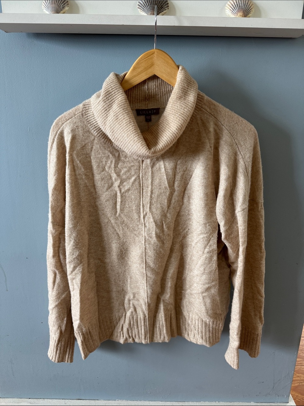 Lilla P Beige Cowl Neck Sweater